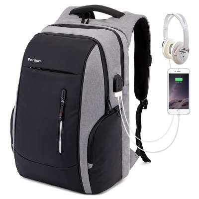 Reflective Design Waterproof Fabric Anti Theft USB Smart Black Business Laptop Bags Men Backpack