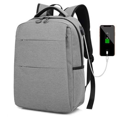 New design style Multi-functional 15.6 Inch usb college gray backpack travel Laptop Bags for men backpack