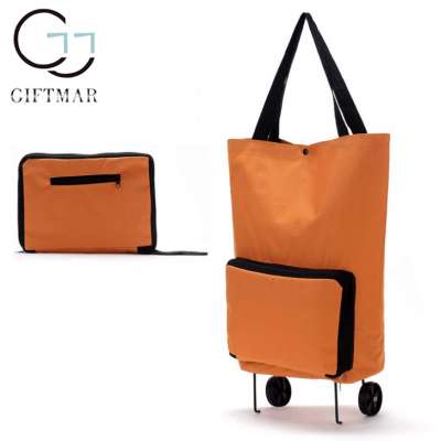 Promotional Foldable Tug Bag Hide Wheeled Shopping Cart Bag