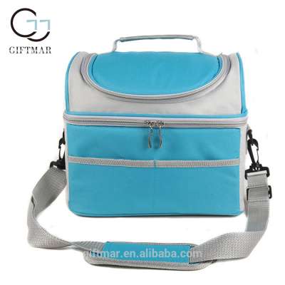 double-layer foam padded insulated polyester cooler bag with shoulder strap for Grocery/Camping/Car