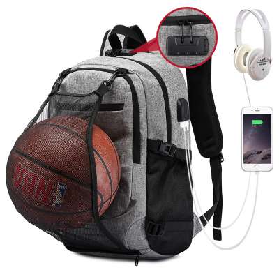 Custom sports soccer basketball backpack sports with ball compartment